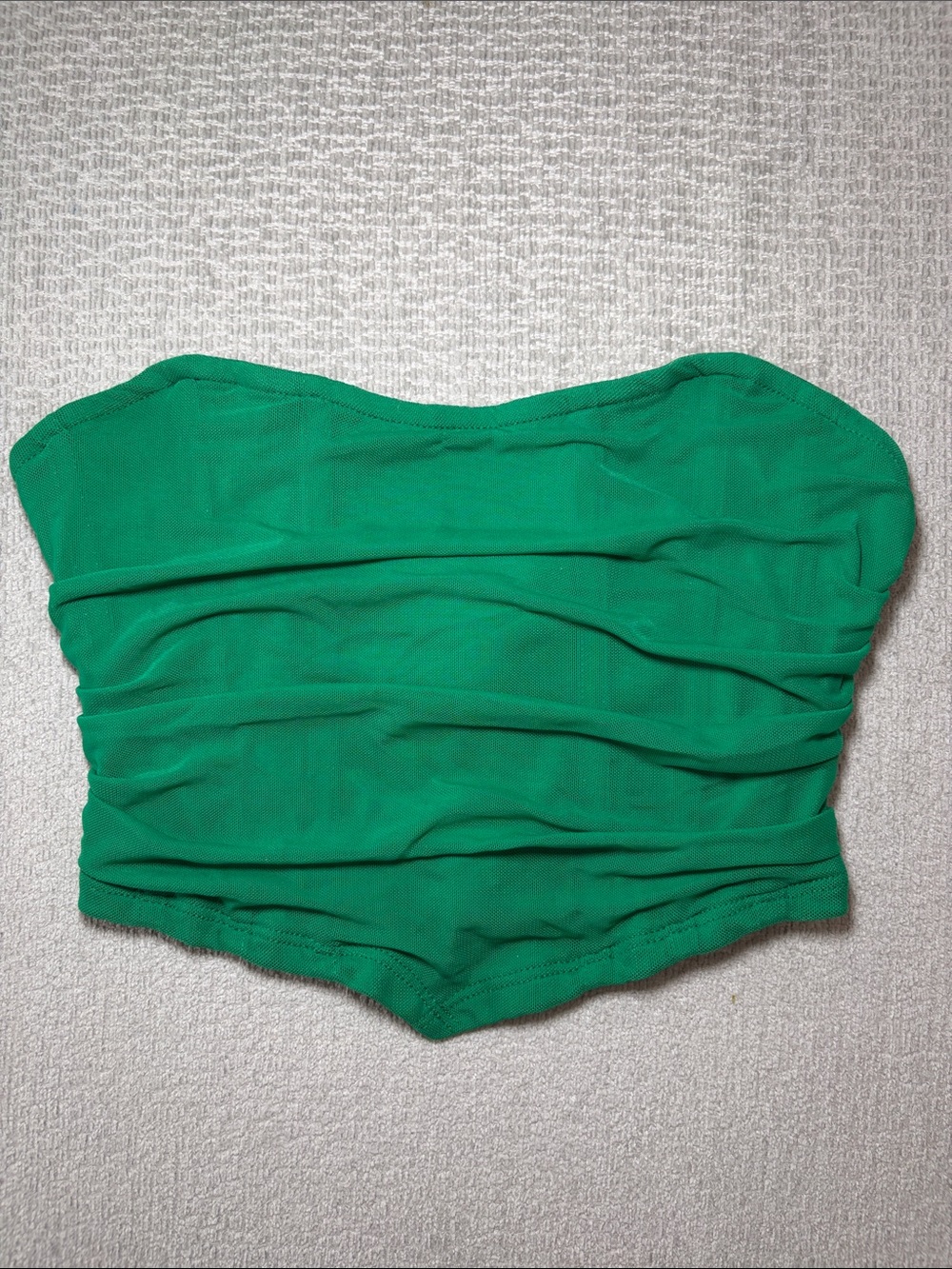 SHEIN Emerald Ruched Strapless Zip-Front Tube Top